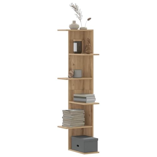 HANJIEFACAI Wand-Eckregal Artisan-Eiche Holzwerkstoff 36,5x36,5x140 cm Corner Shelf Wall Mounted Storage Display Unit for Living Room Bedroom Decor von HANJIEFACAI