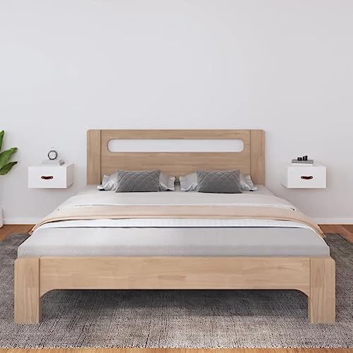 HANJIEFACAI Wand-Nachttische 2 Stück Weiß Massivholz Kiefer Schlafzimmer Kommode Wandmontage Stauraum 40x29,5x22 cm von HANJIEFACAI