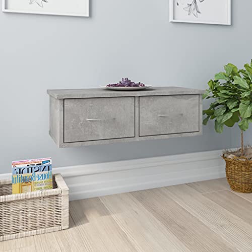 HANJIEFACAI Wand-Schubladenregal Betongrau 60x26x18,5 cm Holzwerkstoff Floating Wall Shelf with 2 Drawers for Living Room Hallway Storage Organization Decor HANJIEFACAI Wand-Schubladenregal Betongrau 60x26x18,5 cm Holzwerkstoff Floating Wall Shelf with 2 Drawers for Living Room Hallway Storage Organization Decor von HANJIEFACAI