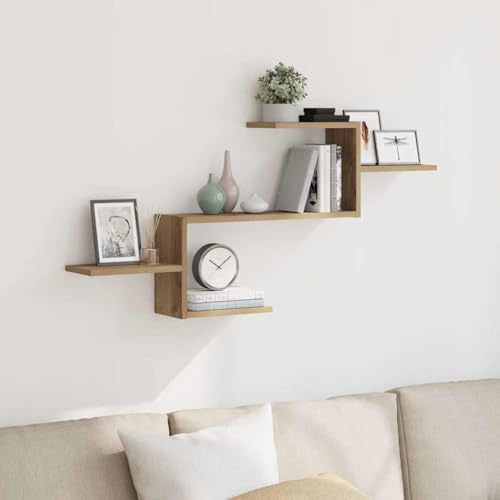 HANJIEFACAI Wandregal Artisan-Eiche Floating Shelf 104x15x49 cm Holzwerkstoff Wall Storage Organizer for Living Room Bedroom Kitchen with High Load Capacity 20kg Easy Installation Modern Design HANJIEFACAI Wandregal Artisan-Eiche Floating Shelf 104x15x49 cm Holzwerkstoff Wall Storage Organizer for Living Room Bedroom Kitchen with High Load Capacity 20kg Easy Installation Modern Design von HANJIEFACAI