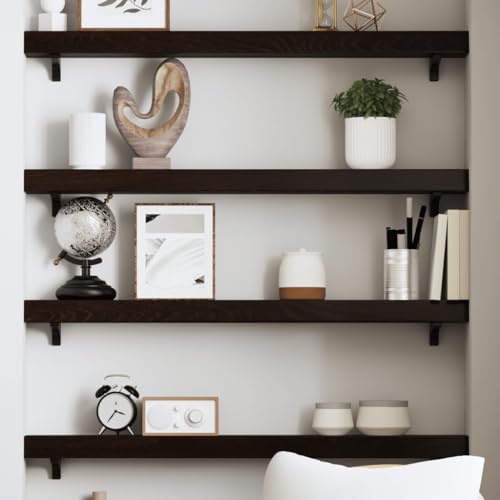HANJIEFACAI Wandregal Dunkelbraun 80x10x6 cm Massivholz Eiche Behandelt Wall Shelf Rustic Style Solid Oak Wood with Dark Finish for Bathroom Kitchen Storage HANJIEFACAI Wandregal Dunkelbraun 80x10x6 cm Massivholz Eiche Behandelt Wall Shelf Rustic Style Solid Oak Wood with Dark Finish for Bathroom Kitchen Storage von HANJIEFACAI