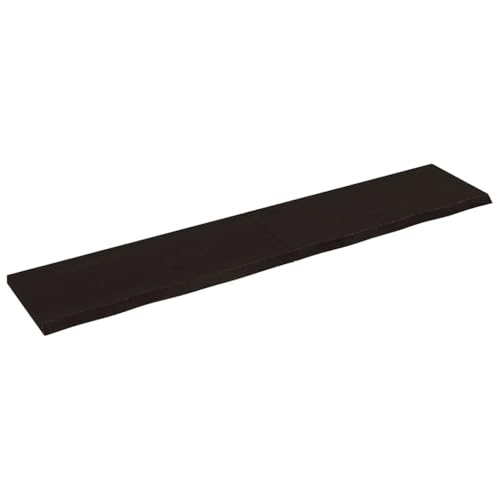 HANJIEFACAI Wandregal Dunkelbraun Eiche Massivholz 200x40x(2-4) cm Rustikales Klappbares Wandboard Schwebesregal Badezimmer Ablage Schrank Einzigartiges Naturkante Design von HANJIEFACAI