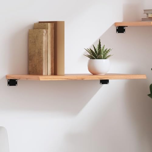 HANJIEFACAI Wandregal Hellbraun 60x30x2 cm Massivholz Eiche Behandelt Wall Shelf Rustic Oak Wood Storage Solution for Bathroom Kitchen Office Space von HANJIEFACAI