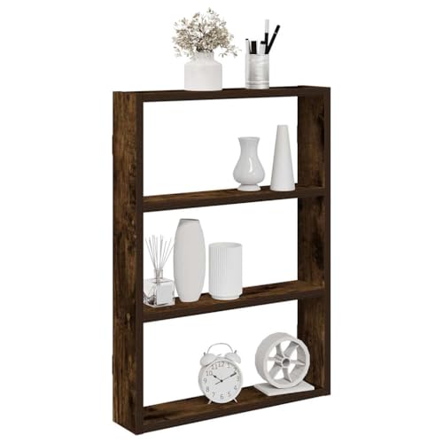HANJIEFACAI Wandregal Räuchereiche 43x9x60 cm Holzwerkstoff Floating Shelf Wall Mounted Storage Space for Living Room Bedroom Kitchen Durable Moisture Resistant Modern Design von HANJIEFACAI