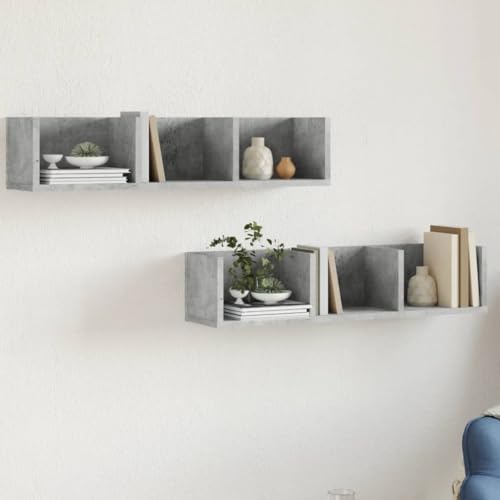 HANJIEFACAI Wandschränke 2 STK. Betongrau 75x18x16,5 cm Holzwerkstoff Wall Cabinet Storage Shelves Modern Design Living Room Bedroom Office Organization von HANJIEFACAI