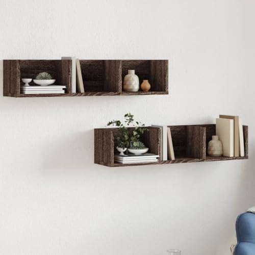 HANJIEFACAI Wandschränke 2 STK. Eichen-Optik Wall Cabinet Set 75x18x16,5 cm Holzwerkstoff Modern Floating Shelves Storage Unit for Living Room Bedroom Office Decor HANJIEFACAI Wandschränke 2 STK. Eichen-Optik Wall Cabinet Set 75x18x16,5 cm Holzwerkstoff Modern Floating Shelves Storage Unit for Living Room Bedroom Office Decor von HANJIEFACAI