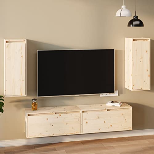 HANJIEFACAI Wandschränke 2 STK. Massivholz Kiefer 30x30x80 cm Hängeschrank TV Schrank Wandregal Wohnzimmer Schlafzimmer Dekorativ Praktisch Robust Langlebig von HANJIEFACAI
