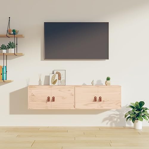HANJIEFACAI Wandschränke 2 STK. Massivholz Kiefer 60x30x30 cm Hängeschrank Wandregal Lagerraum Küche Bad Wohnzimmer Organizer Storage Cabinet von HANJIEFACAI