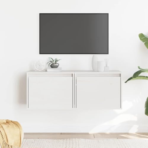 HANJIEFACAI Wandschränke 2 STK. Weiß 45x30x35 cm Massivholz Kiefer Hängeschränke TV-Schrank Wohnzimmer Schlafzimmer Küche Deko Aufbewahrung von HANJIEFACAI