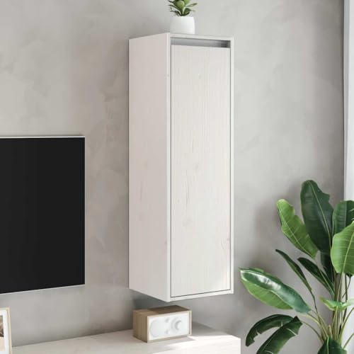 HANJIEFACAI Wandschränke 2 Stück Weiß Massivholz Kiefer 30x30x100 cm Hängeschrank TV Schrank Wandregal Dekorative Aufbewahrung für Wohnzimmer Schlafzimmer von HANJIEFACAI