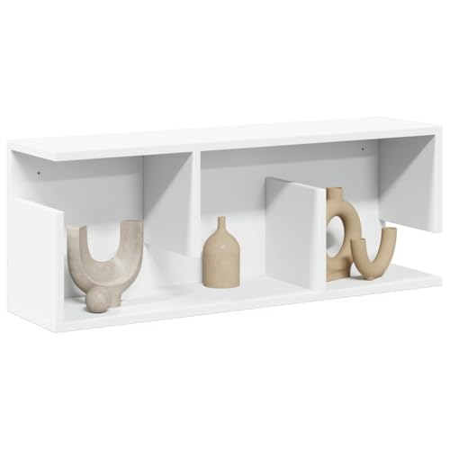 HANJIEFACAI Wandschrank 80x20x30 cm Weiß Holzwerkstoff Hängeschrank Bad Küche Aufbewahrungsschrank Wandmontage Stauraum Organizer von HANJIEFACAI