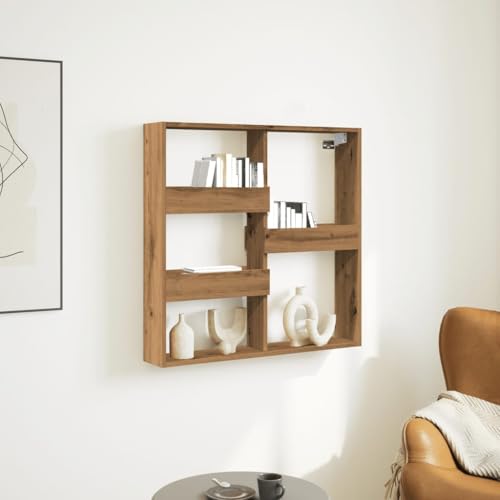HANJIEFACAI Wandschrank Artisan-Eiche 80x15x80 cm Holzwerkstoff Wall Cabinet with Storage Space, Moisture Resistant, Easy to Clean for Bathroom Kitchen Organization von HANJIEFACAI