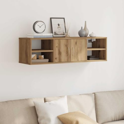 HANJIEFACAI Wandschrank Artisan-Eiche Holzwerkstoff 101x30x29 cm Hängeschrank Bad Küche Aufbewahrung Wandmontage Dekorativ Stauraum Organizer von HANJIEFACAI