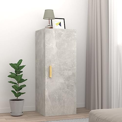 HANJIEFACAI Wandschrank Betongrau 34,5x34x90 cm Holzwerkstoff Floating Wall Cabinet with Storage Space for Living Room Bedroom Office Modern Design von HANJIEFACAI