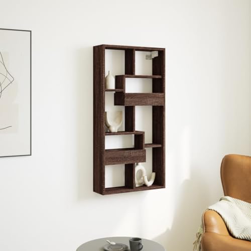 HANJIEFACAI Wandschrank Braun Eichen-Optik 50x15x100 cm Holzwerkstoff Wall Cabinet with Storage Space for Kitchen Bathroom Living Room Durable Moisture Resistant Easy to Clean von HANJIEFACAI