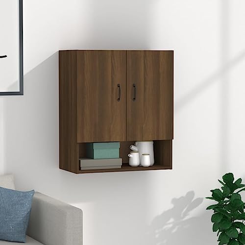 HANJIEFACAI Wandschrank Braun Eichen-Optik 60x31x70 cm Holzwerkstoff Hängeschrank mit 2 Türen für Küche Bad Wohnzimmer Stauraum Möbel Aufbewahrungsschrank von HANJIEFACAI