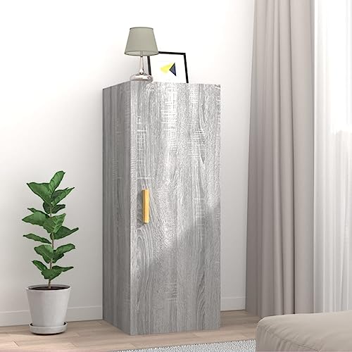 HANJIEFACAI Wandschrank Grau Sonoma 34.5x34x90 cm Holzwerkstoff Wall Cabinet Storage Shelf Modern Design Space Saving Floating Organizer von HANJIEFACAI