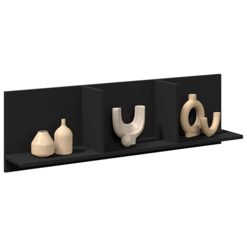 HANJIEFACAI Wandschrank Schwarz 100x16,5x30 cm Holzwerkstoff Hängeschrank Badezimmer Küche Aufbewahrungsschrank Wandmontage Stauraum Organizer von HANJIEFACAI
