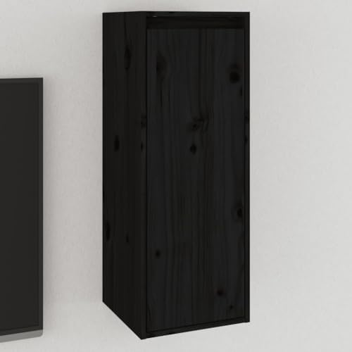 HANJIEFACAI Wandschrank Schwarz 30x30x80 cm Massivholz Kiefer Hängeschrank TV Schrank Bücherregal Wandregal Wohnzimmer Schlafzimmer Deko Aufbewahrung von HANJIEFACAI