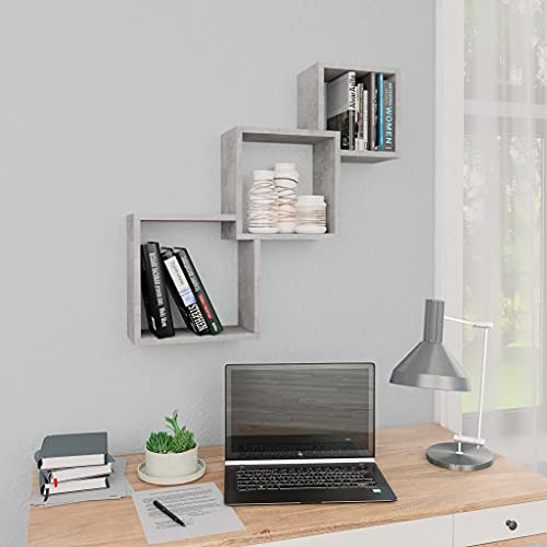HANJIEFACAI Würfel-Wandregale Betongrau 68x15x68 cm Holzwerkstoff, 3er Set Wandregal Modern, Stauraum Regal für Wohnzimmer Schlafzimmer Küche, Dekoratives Aufbewahrungsregal mit 40kg Tragkraft von HANJIEFACAI