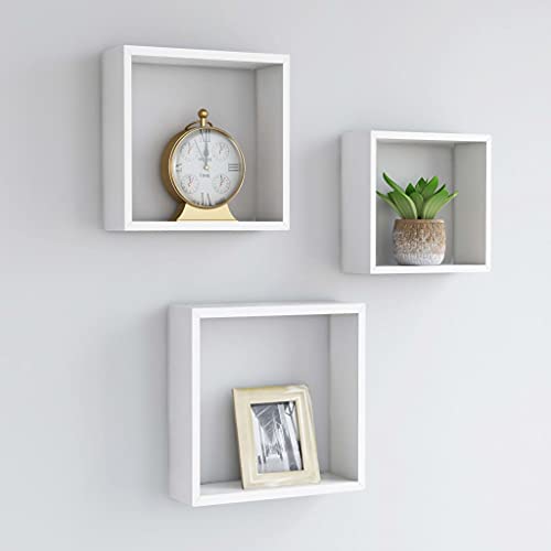 HANJIEFACAI Würfelregale 3 STK. Weiß MDF Floating Wall Shelves Set Modern Cube Storage Display Units for Living Room Bedroom Office Decor HANJIEFACAI Würfelregale 3 STK. Weiß MDF Floating Wall Shelves Set Modern Cube Storage Display Units for Living Room Bedroom Office Decor von HANJIEFACAI