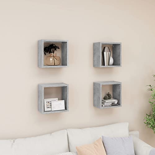 HANJIEFACAI Würfelregale 4 STK. Betongrau 26x15x26 cm Modern Floating Shelves Wall Storage Cube Organizer for Living Room Bedroom Kitchen Decor Display von HANJIEFACAI