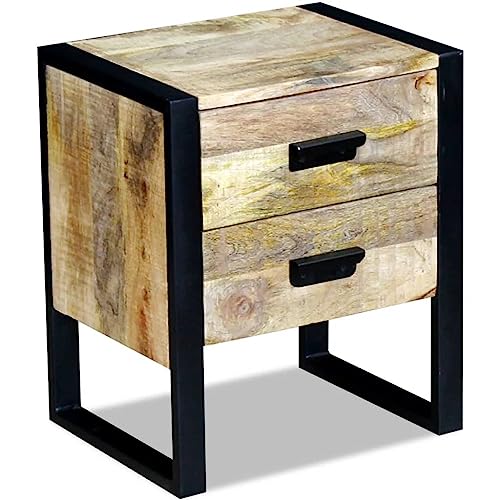 HANJIEFACAI beistelltisch,Bedside Table,beistelltisch Holz,Side Table,Beistelltisch mit 2 Schubladen Mango Holz 43x33x51 cmGeeignet für Schlafzimmer, Wohnzimmer, Eingang, Korridor von HANJIEFACAI