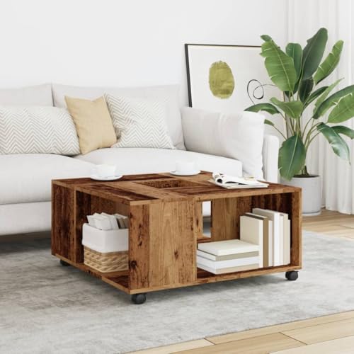 HANJIEFACAI wohnzimmertisch Wohnzimmer AblagetischLED-Couchtisch Braun Eichen-Optik 53x53x45 cm HolzwerkstoffGeeignet für Wohnzimmer von HANJIEFACAI