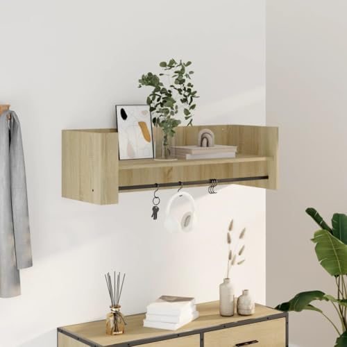 Wandregal Floating Shelf Sonoma Oak 100x35x30.5 cm Wall Mounted Storage Organizer with Hanging Rod for Living Room Bedroom Bathroom Durable Holzwerkstoff Material Wandregal Floating Shelf Sonoma Oak 100x35x30.5 cm Wall Mounted Storage Organizer with Hanging Rod for Living Room Bedroom Bathroom Durable Holzwerkstoff Material von HANJIEFACAI