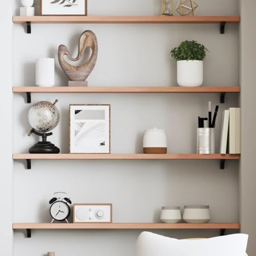 Wandregal Rustikal Eiche Massivholz 80x10x2 cm Behandelt Wandboard Regal Badezimmer Ablage Schrank Schreibtisch Stauraum Naturkante Handgefertigt von HANJIEFACAI
