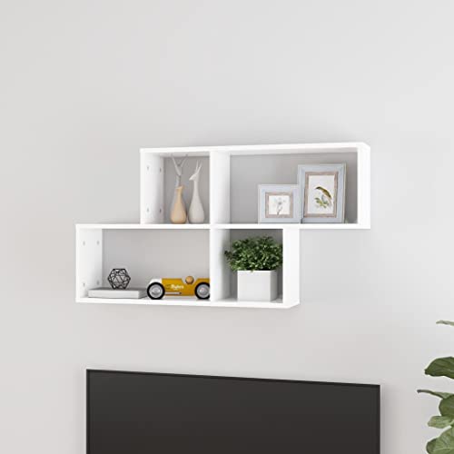 Wandregal Weiß 100x18x53 cm Holzwerkstoff Modern Cube Wall Shelf for Living Room Bedroom Storage Display Bookshelf with Invisible Mounting System Wandregal Weiß 100x18x53 cm Holzwerkstoff Modern Cube Wall Shelf for Living Room Bedroom Storage Display Bookshelf with Invisible Mounting System von HANJIEFACAI