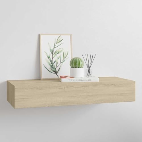 Wandregal mit Schublade Eichen-Optik 60x23,5x10 cm MDF Schweberegal Nachttisch Wohnzimmer Schlafzimmer Aufbewahrungsregal mit Montagezubehor Wandregal mit Schublade Eichen-Optik 60x23,5x10 cm MDF Schweberegal Nachttisch Wohnzimmer Schlafzimmer Aufbewahrungsregal mit Montagezubehor von HANJIEFACAI