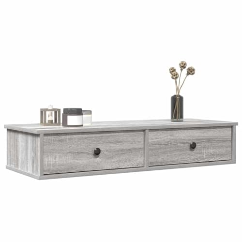 Wandregal mit Schubladen Grau Sonoma 100x37,5x19 cm Wandschrank Schwebender Nachttisch Stauraum Holzwerkstoff Schlafzimmer Wohnzimmer Dekorativ Praktisch Wandregal mit Schubladen Grau Sonoma 100x37,5x19 cm Wandschrank Schwebender Nachttisch Stauraum Holzwerkstoff Schlafzimmer Wohnzimmer Dekorativ Praktisch von HANJIEFACAI