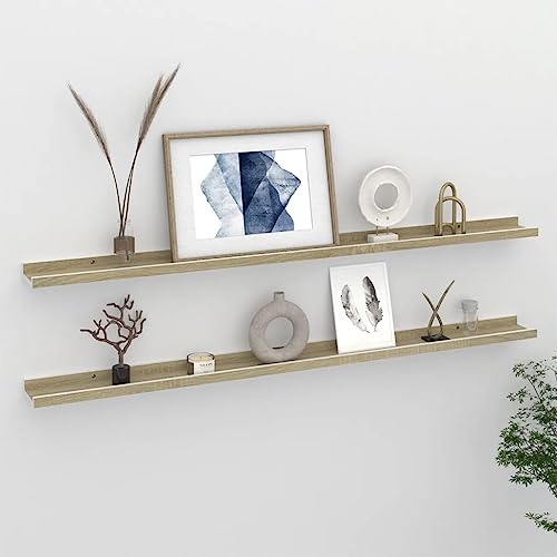 Wandregale 2 STK. Floating Shelves White and Sonoma Oak 115x9x3 cm Wall Mounted for Living Room Decor, Books and Plants Display, Easy to Clean MDF Storage Shelves Wandregale 2 STK. Floating Shelves White and Sonoma Oak 115x9x3 cm Wall Mounted for Living Room Decor, Books and Plants Display, Easy to Clean MDF Storage Shelves von HANJIEFACAI