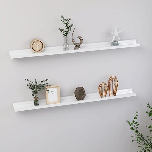 Wandregale 2 STK. Hochglanz-Weiß 100x9x3 cm Wall Shelves Floating for Living Room Bedroom Modern White MDF Storage Shelves for Plants Books Decor Wandregale 2 STK. Hochglanz-Weiß 100x9x3 cm Wall Shelves Floating for Living Room Bedroom Modern White MDF Storage Shelves for Plants Books Decor von HANJIEFACAI