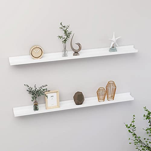 Wandregale 2 STK. Weiß 100x9x3 cm Floating Shelves Wall Mounted Storage MDF Modern Decorative Display for Living Room Bedroom Home Decor von HANJIEFACAI