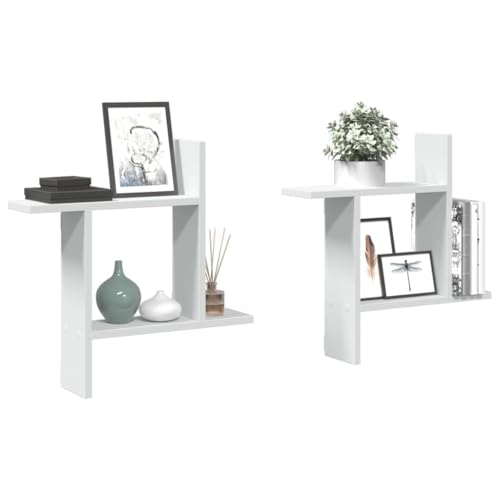 Wandregale 2 STK. Weiß 50x12x50 cm Holzwerkstoff Wandregal Set Stauraum Organizer Badezimmer Küche Schlafzimmer Deko Regalbrett Möbel von HANJIEFACAI