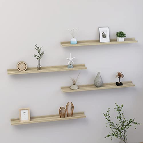 Wandregale 4 STK. Sonoma-Eiche Floating Shelves 80x9x3 cm Wall Mounted Storage Shelves for Living Room Decor, Books Plants Display, Easy Clean MDF Wood Shelving Wandregale 4 STK. Sonoma-Eiche Floating Shelves 80x9x3 cm Wall Mounted Storage Shelves for Living Room Decor, Books Plants Display, Easy Clean MDF Wood Shelving von HANJIEFACAI