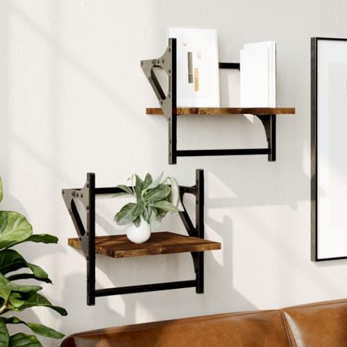 Wandregale mit Stangen 2 STK. Räuchereiche 30x25x30 cm Wall Shelf Set with Hanging Rods for Living Room Bedroom Storage Organizer Deko Display Wandregale mit Stangen 2 STK. Räuchereiche 30x25x30 cm Wall Shelf Set with Hanging Rods for Living Room Bedroom Storage Organizer Deko Display von HANJIEFACAI