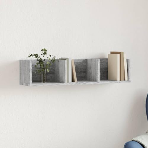 Wandschrank Grau Sonoma-Eiche Holzwerkstoff 75x18x16,5 cm Hängeschrank Wandregal mit Stauraum für Wohnzimmer Büro Design Möbel von HANJIEFACAI