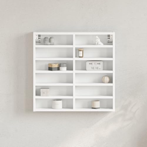 White Display Cabinet 60x8.5x58 cm Wood Material Wall Mounted Glass Shelf Storage Organizer for Living Room Bedroom Hallway White Display Cabinet 60x8.5x58 cm Wood Material Wall Mounted Glass Shelf Storage Organizer for Living Room Bedroom Hallway von HANJIEFACAI
