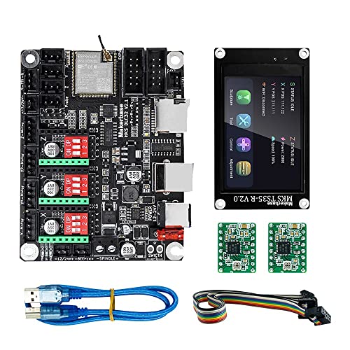 HANLEES Makerbase MKS DLC32 Offline-Controller 32 Bits ESP32 WIFI GRBL TFT Touchscreen für Desktop-Lasergravurmaschine (TS35-A4988 Kit) von HANLEES