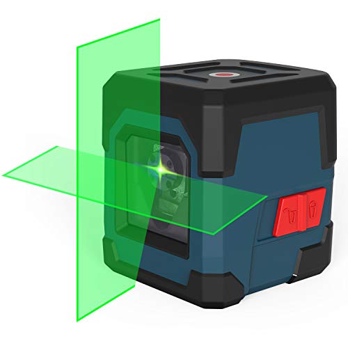 Kreuzlinienlaser, RockSeed Selbstnivellierend Linienlaser, 1m Stoßfest Drehbar Vertikale/Horizontale Grün Laser Level, IP54 Staub & Wasserschutz inkl. 2*AA Batterien & Schutztasche von RockSeed