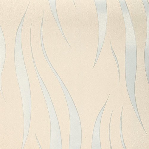 HANMERO Europa Moderne Tapete erstklassige Vliestapete Blatt Wandwelt Mustertapete mit Curven Schaum 10m*0,53m beige-weiß für Schlafzimmer, Wohnzimmer, Hotel(Beige-weiß) von HANMERO