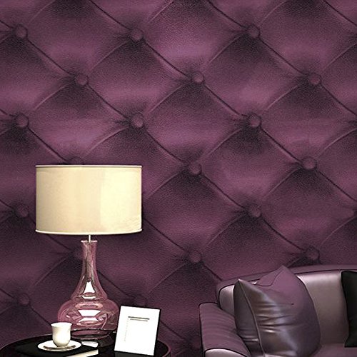 Europa HANMERO®PVC Fernseher Hintergrund Leder 3d Mustertapete Relief 3D-Wallpaper 0,53 * 10m 5 Farben für Schlafzimmer, Wohnzimmer, Hotel, Büro, Flur 6 Farben (lila) von HANMERO