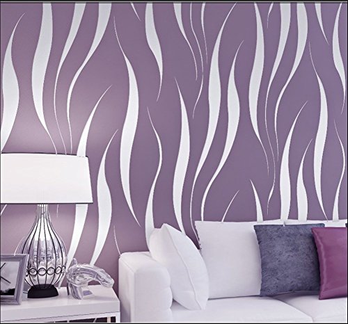 HANMERO Hochwertig Mustertapete Simpel Modern Vliestapete Relief 0,53m*10m 7 Farben für Schlafzimmer, Wohnzimmer Wallpaper (lila) von HANMERO