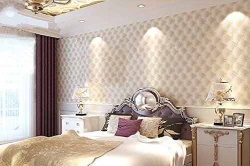 HANMERO Europa PVC Fernseher Hintergrund Leder Mustertapete Relief 3D-Wallpaper 0,53 * 10m 5 Farben für Schlafzimmer, Wohnzimmer, Hotel, Büro, Flur 6 Farben (weiß1) von HANMERO