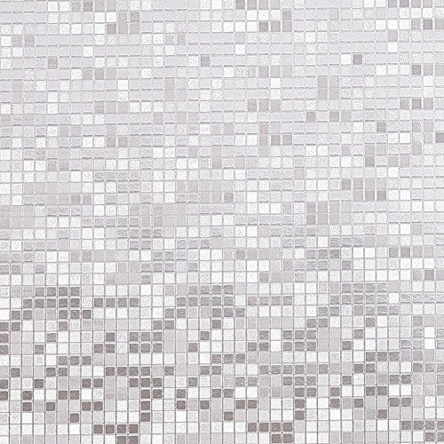 Hanmero Tapete Mosaik,Blattgold Flicker Hintergrund, modernes Wand-Dekor Deckenleuchte Hotel Shop Rolle silber 0,53mx10m von HANMERO