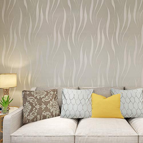 HANMERO Hochwertig Mustertapete Simpel Modern Vliestapete Relief 0,53m*10m 7 Farben für Schlafzimmer, Wohnzimmer Wallpaper (Silber-grau) … von HANMERO