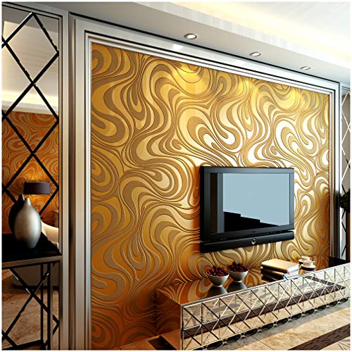 Q QIHANG Moderne, Abstrakt, Curve, Tapete, Fototapete Papel De Parede Beflockung für Streifen Gold &yellow Farbe 0.7 m x 8,4 m = 5,88 ㎡ von Q QIHANG